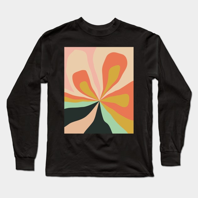 Retro Floral #2 - Abstract Floral Print Long Sleeve T-Shirt by ALICIABOCK